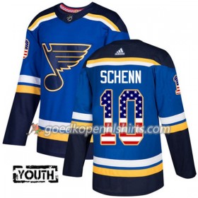 St. Louis Blues Brayden Schenn 10 Adidas 2017-2018 Blauw USA Flag Fashion Authentic Shirt - Kinderen